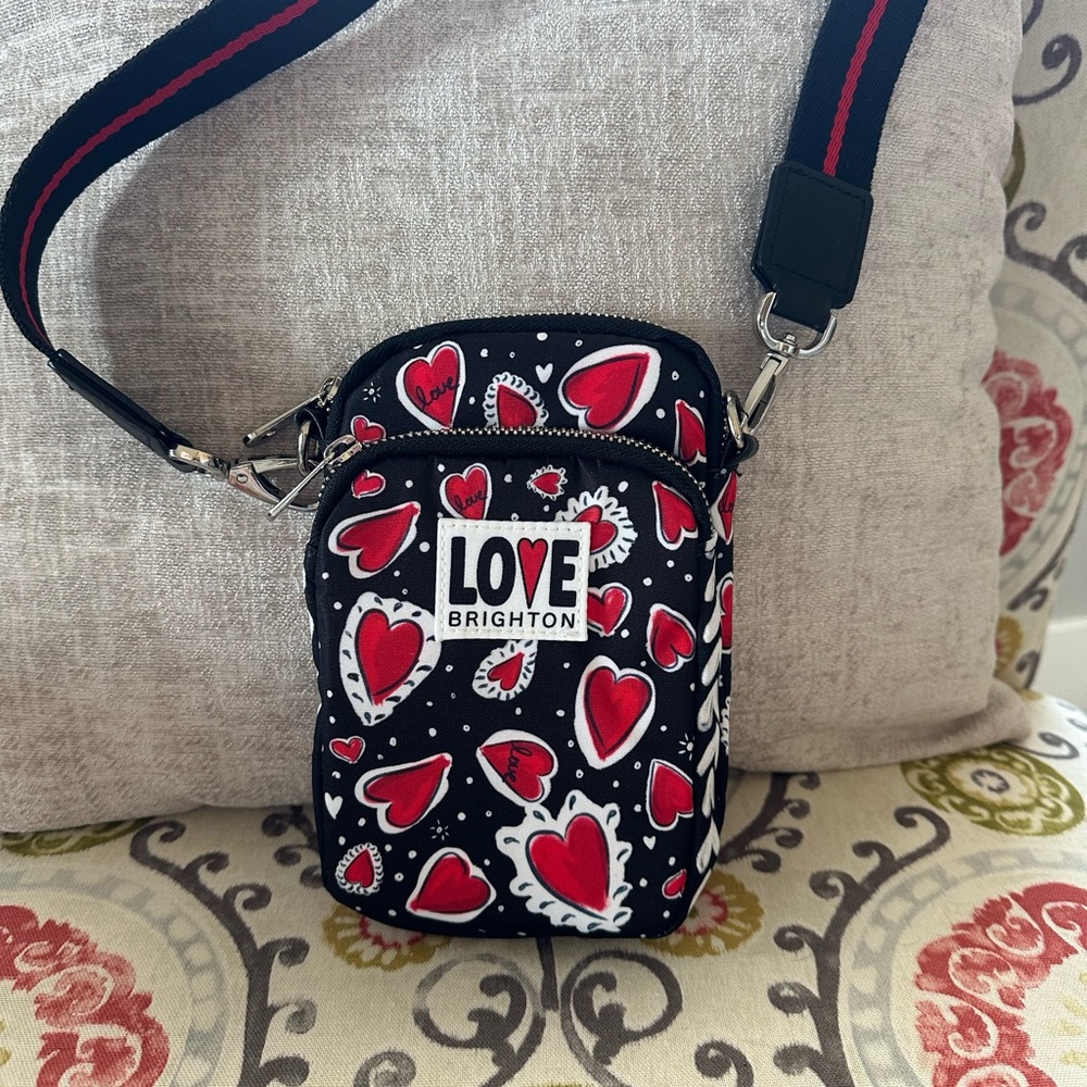 Brighton Black and Red Heart Crossbody Bag.
